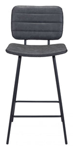 Industrial Faux Leather Stool with Metal Legs