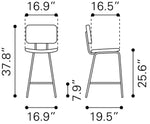 Dimensions of two bar stools with measurements in inches.