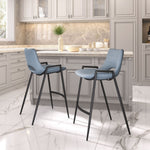 Desi Modern Counter Stool – Azure Gray & Black (Set of 2)