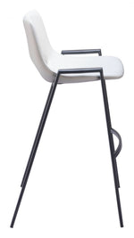 Modern White Faux Leather Barstool With Steel Legs 39