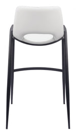 Mid-Century Barstool White Faux Leather 39