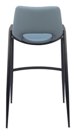 Industrial Barstool Azure Faux Leather With Black Steel by Zuo Modern (Set of 2)