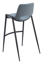 Mid-Century Barstool Azure Gray With Matte Black Frame by Zuo Modern (Set of 2)