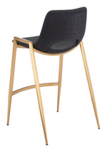 Contemporary Bar Chair Black Seat With Gold Steel Legs 35.6