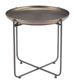 Compact Boho Chic Side Table – Bronson Metal Round Top