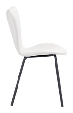 Stackable Dining Chairs – White Leather-Look Seat & Black Metal Legs