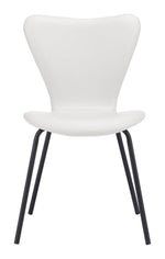 Contemporary White Dining Chair Pair – Faux Leather Comfort