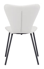 Mid-Century Style Dining Chairs – White Upholstery, 32.7
