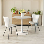Modern Upholstered Dining Chairs – White Faux Leather, Set of 2