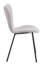 Powder-Coated Steel Frame Dining Chair – Light Gray Upholstery