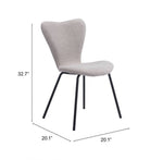 Powder-Coated Steel Frame Dining Chair – Light Gray Upholstery