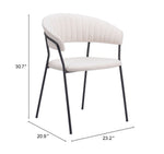Shearling Fabric Dining Chair with Armrest – Elegant Seating