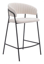 Cream Shearling Counter Stool with Black Steel Legs by Zuo (Set of 2)