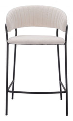 Set of 2 Josephine Counter Stools in Cream with Black Metal Legs