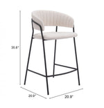 Bar stool with dimensions labeled on a white background