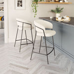 Upholstered Counter Stools in Cream Fabric by Zuo Modern (Set of 2)
