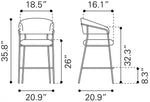 Dimensions of two bar stools with measurements in inches.