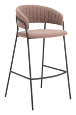 Brown Shearling Bar Chairs for Kitchen Island by Zuo Modern
