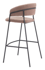 Mid-Century Brown Barstool with Powder-Coated Legs by Zuo Modern