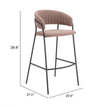 Bar stool with dimensions labeled on a white background