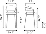 Fixed-Height Bar Seating in Soft Brown Fabric by Zuo Modern