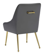 Gray Faux Leather Dining Chair with Gold Legs – Modern Accent Seating