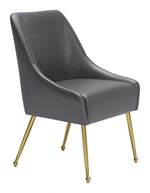 Contemporary Dining Chair – Gray Upholstery and Gold Metal Frame