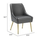 Luxurious Gold Base Dining Chair – Gray Upholstered Cushion