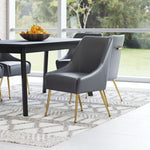 Contemporary Dining Chair – Gray Upholstery and Gold Metal Frame
