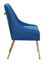 Blue Velvet Accent Chair with Gold Metal Legs – Modern Luxury