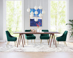 Contemporary Dining Chair – Green Velvet Seat with Gold Frame
