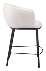 Zuo Essen Counter Stool – Ivory Polyester Fabric Seat with Black Steel Frame, 37