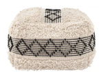 Modern Boho Ottoman – Neutral Cotton & Foam Pouf