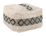Woven Cotton Ottoman – Beige and Black Accent Seat