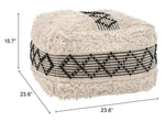 Artisan Woven Ottoman – Natural Beige & Black Fabric