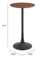 Sleek Modern Brown Bar Table by Zuo Modern