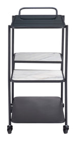 Rolling Black Bar Cart – Elegant Serving Trolley By Zuo Modern