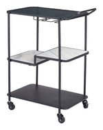 Industrial Black Bar Cart – Steel Frame & Glass Shelves