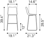Zuo Modern Augusta Barstools Set of 2 – 39.4