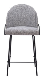 Contemporary Bar Stools With Footrest and Shearling Fabric