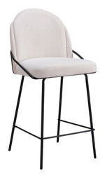 Ivory Shearling Fabric Counter Stools Set of 2