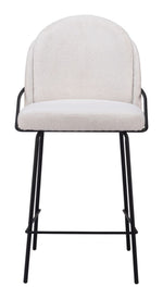 Contemporary Bar Stools With Footrest and Shearling Fabric