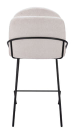 Set of 2 Luxury Counter Stools With Ivory Upholstery