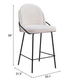 Contemporary Bar Stools With Footrest and Shearling Fabric