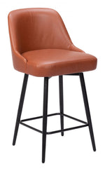 Comfortable Faux Leather Kitchen Bar Stool With Steel Base