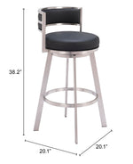 Zuo Modern – Gimsby Swivel Barstool Black, 38.2