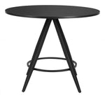 Faux Wood MDF Round Table with Powder-Coated Frame