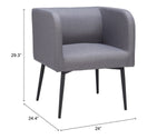 Modern Gray Dining Chair with Fabric Seat & Metal Frame