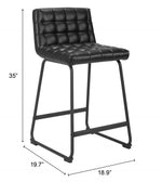 Ergonomic Art Deco Counter Stool With Tufted Seat