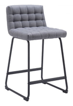 Gray Tufted Polyester Counter Stool Set With Footrest